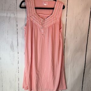 Pink Label 2X Sleeveless Embroidered Cottage Core Nightdress -